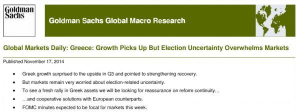 Goldman Sachs: Ο κίνδυνος εκλογών βαραίνει την ελληνική οικονομία