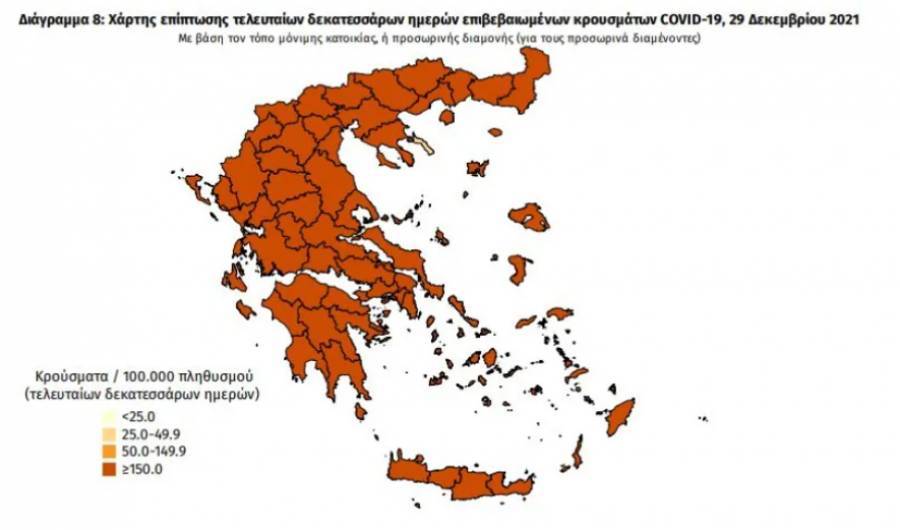 Διασπορά κρουσμάτων: 12.848 στην Αττική- Θετικότητα 3.13% στην Αθήνα