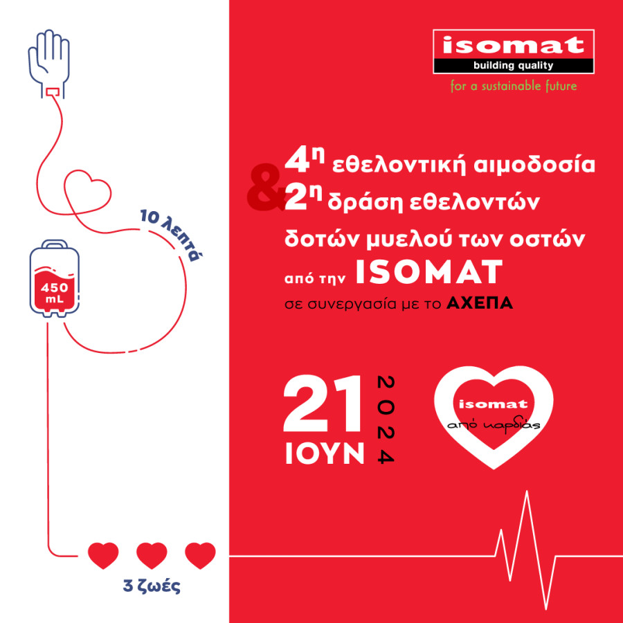 ISOMAT: Εθελοντική αιμοδοσία και δωρεά μυελού των οστών από εργαζόμενους