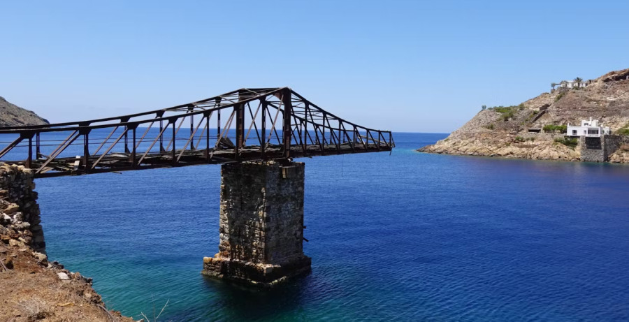 Mining loading bridge at Mega Livadi, Serifos. Photo courtesy of Orestis Karamanlis